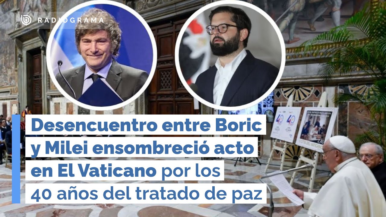 Desencuentro entre Boric y Milei ensombreció acto en El Vaticano por los 40 años del tratado de paz