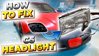 Ep. 17 How to Repair the Pop-Up Headlights on a C5 Corvette | Rebuilding a Wrecked C5 Corvette