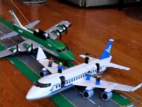 slow motion lego plane crash