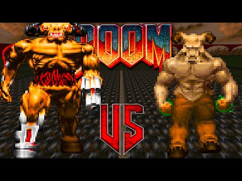 Cyberdemon vs Hell Knights - Doom II Classic : Versus Battle - Monster Infighting - Retro Boss Arena