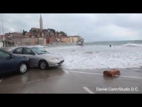 Nevrijeme Rovinj 10.02.2016. / Storm in Rovinj - Croatia, huge waves and flood