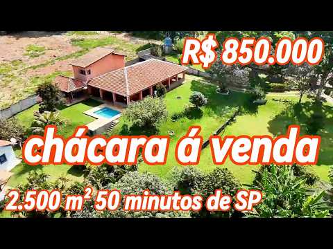 190 - CHÁCARA Á VENDA EM ATIBAIA  R$ 850.000 50 MIN. DE SÃO PAULO  2.500 M² PORTEIRA FECHADA 4 DORM.