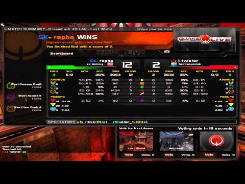 rapha vs twister - DreamHack Winter 2013 Group D Round 3 (Quake Live VOD)