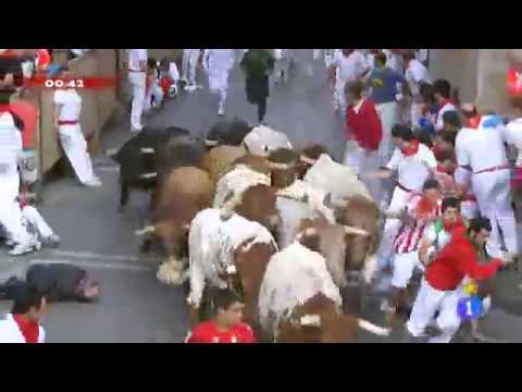 July 14 2011 encierro with Núñez del Cuvillo bulls in Pamplona