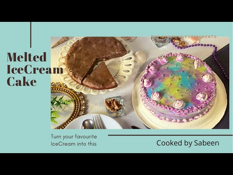 10 minutes dessert/Cake from melted IceCream|| Just 2- Ingredients IceCream Cake|| Cooked by Sabeen