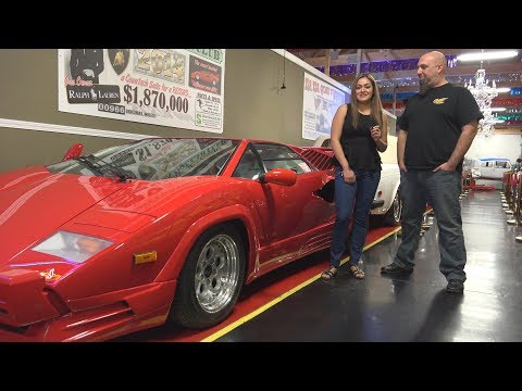 Lamborghini Countach Supercar  - Spokes models sits in Rare Supercar - Volo Auto Museum - 4k