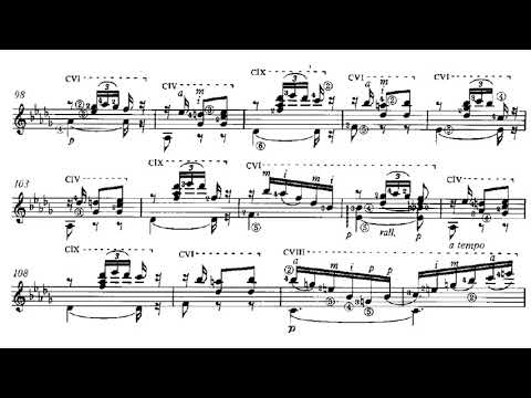 Miguel Llobet - Scherzo-Vals for Guitar (Score video)