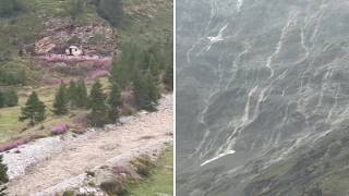 Cervinia, il torrente esonda e dalla montagna scende un muro d'acqua: il video del nubifragio