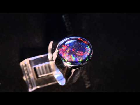 BIG Mans fiery bright S/S opal ring  m13096