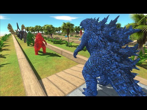 GODZILLA BLUE VS GHIDORAH DEATH RUN - Animal Revolt Battle Simulator