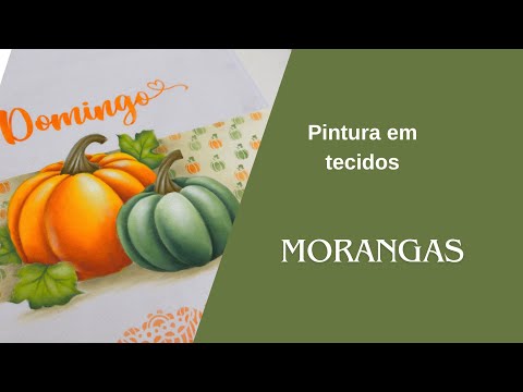 Pintura em Tecido com morangas 🍂 | Passo a Passo + Fundo com Chaveirinho de Stencil de Legumes 🍃