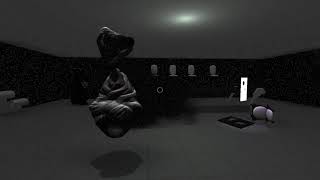 white wall: strange looking game about empty rooms and a strange sculpture creature.