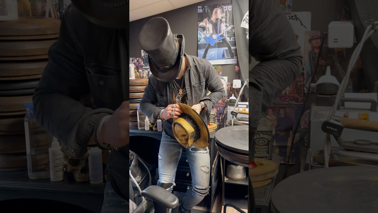 Custom-made Skull Crown BH in aged and distressed toquilla straw #hatmaker #howtomakehat #handmade