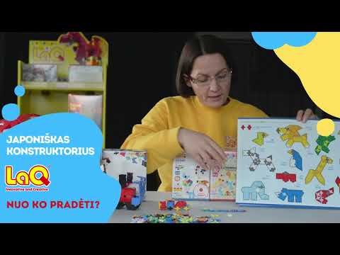 Japoniškas edukacinis konstruktorius LaQ "Basic 101" (185 detalės, 46 schemos, 10 spalvų) video
