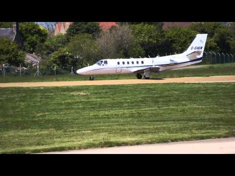Cessna 550 Citation Bravo, G-EHGW, Eurojet Aviation, taking off from Jersey Airport