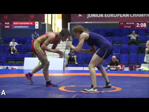 1/2 FW - 59 kg: E. JOHANSSON (SWE) df. M. MATYUSHENKO (RUS) by FALL, 7-4