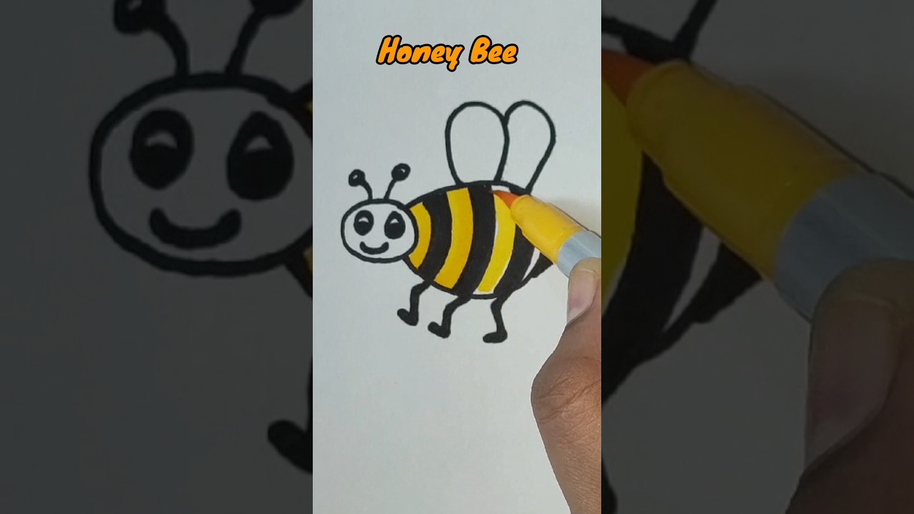 Cute Honey bee drawing and colouring for kids ! #shorts #youtubeshorts #howtodraw #honeybee