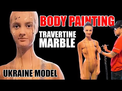 FULL BODY PAINTING MODEL IMUT UKRAINA  🇺🇦  TRAVERTINE MARBLE BODYPAINT || LIVING MARBLE || MAKEUP
