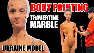 Download lagu FULL BODY PAINTING MODEL IMUT UKRAINA  🇺🇦  TRAVERTINE MARBLE BODYPAINT || LIVING MARBLE || MAKEUP mp3