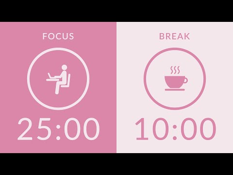 25/10 Pomodoro Timer with Pink Noise 🎧 2-Hour Study with Me for Deep Focus & ADHD ✨