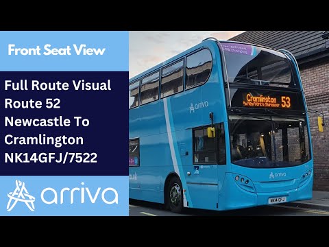 FULL ROUTE VISUAL | Arriva Northumbria Bus Route 52 - Newcastle To Cramlington | NK14GFJ/7522