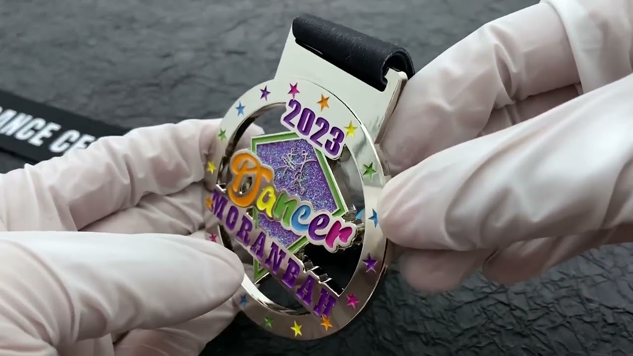 1227-2023 Moranbach Dance Ename Medal with Sparkling Pink Effect