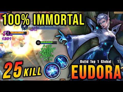 100% IMMORTAL!! 25 Kills Eudora Best Build 2023 - Build Top 1 Global Eudora ~ MLBB