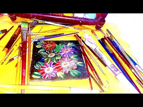 colourful flowers painting easy for beginners|| step by step flowers painting on canvas |