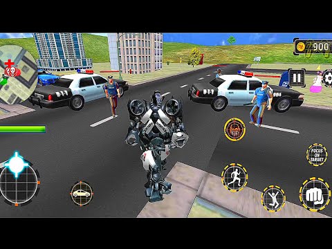 Grand Police Flying Car Transform Game: US Police Robot City Battle - Android Gameplay