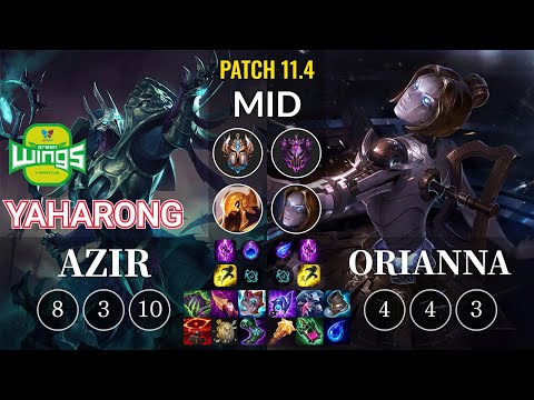 JAG Yaharong Azir vs Orianna Mid - KR Patch 11.4