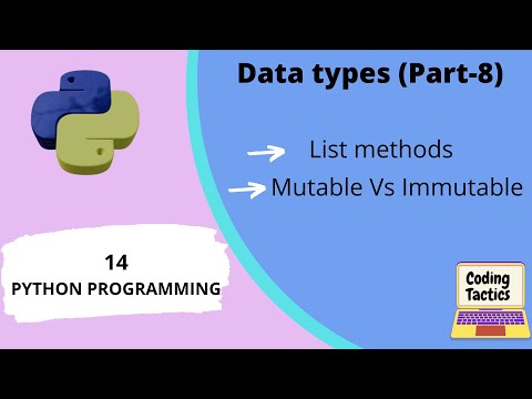 Data Types In Python List Methods Part 8 Python Programming Lecture 14