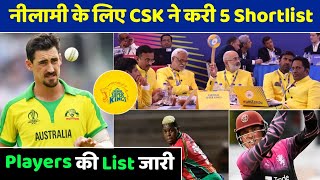 IPL 2023- CSK 5 Shortlist Players List For Mini Auction, CSK Can Target These 5 Players For IPL 2023