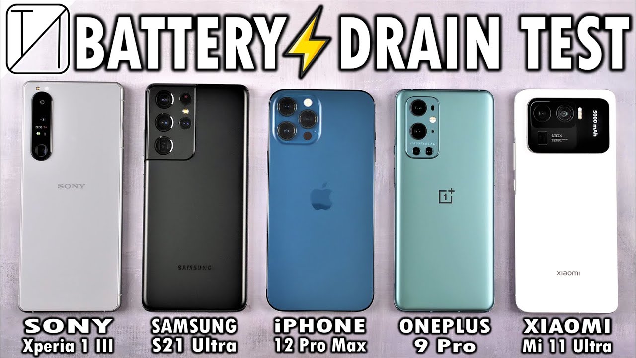 Sony Xperia 1 III vs S21 Ultra / iPhone 12 Pro Max / OnePlus 9 Pro / Mi 11 Ultra Battery DRAIN Test!