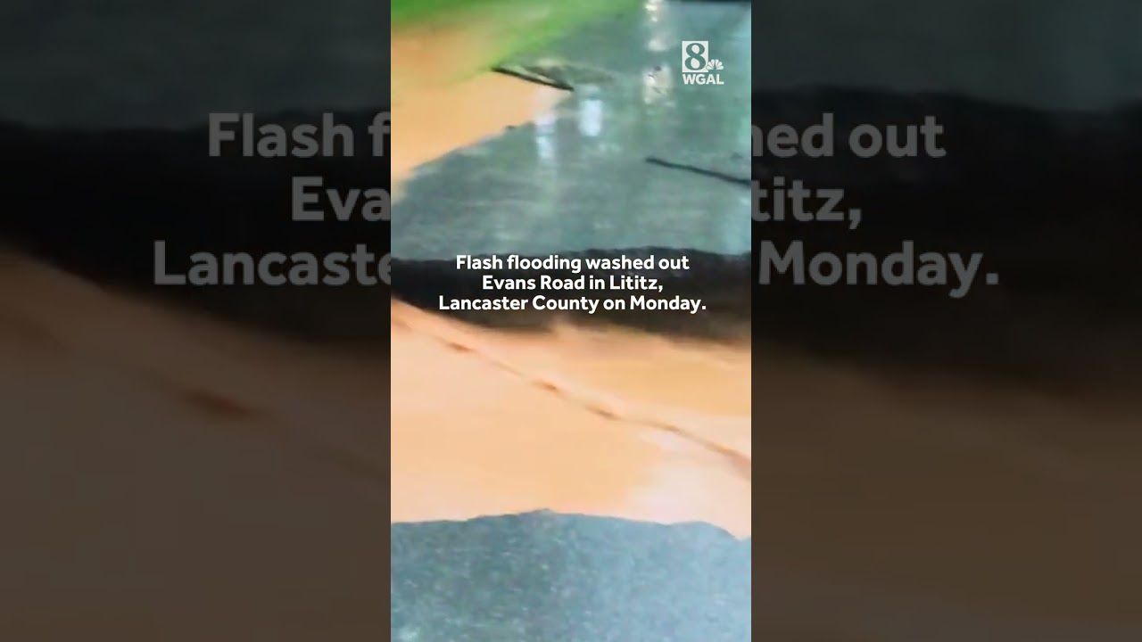 Flash flooding washes out road in Lancaster County, Pa.