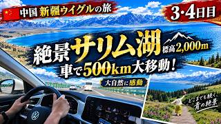 【中国🇨🇳ウイグルの旅】車で500km大移動・標高2,000mの絶景<サリム湖>に行く! 【3・4日目】