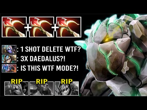 WTF 3x DAEDALUS 90% Crit Tiny Mid vs Tinker 13 Min Godlike Most Epic 1 Shot Kill Build Dota 2
