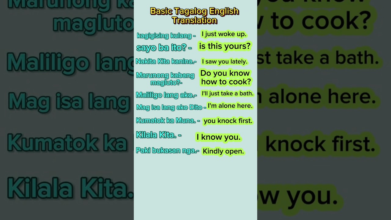 Basic Tagalog English Translation #Aienglishtagalogtranslation