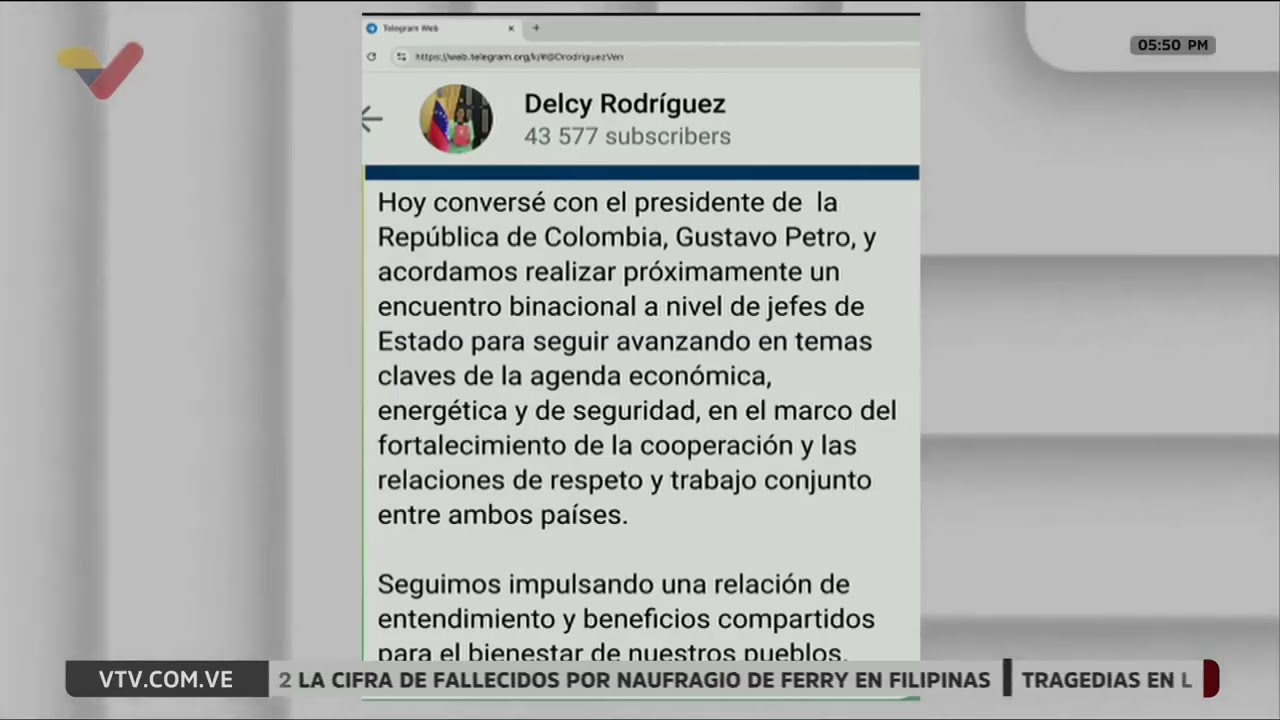 Delcy Rodríguez informa de próxima reunión con Gustavo Petro, presidente de Colombia