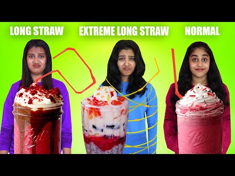 STRAW Vs LONG STRAW Vs EXTREME LONG STRAW DRINKING CHALLENGE 🤩 | PULLOTHI