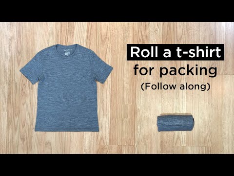 How to roll a t-shirt for packing step-by-step.