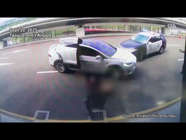 Police fire 8 shots at an unlicensed taxi that refused inspection at Taoyuan Airport