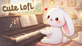 Cute Lofi Bunny 🎹🐇 4 Hour Happy Lofi Song ✨ cute & relaxing music 🎧 [Lofi Hip Hop]