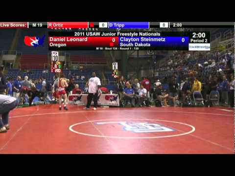 Junior Freestyle 130 - Daniel Leonard (OR) vs. Clayton Steinmetz (SD)