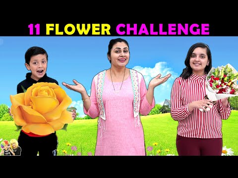 11 FLOWER CHALLENGE | Types of Flowers challenge with Family | Aayu and Pihu Show