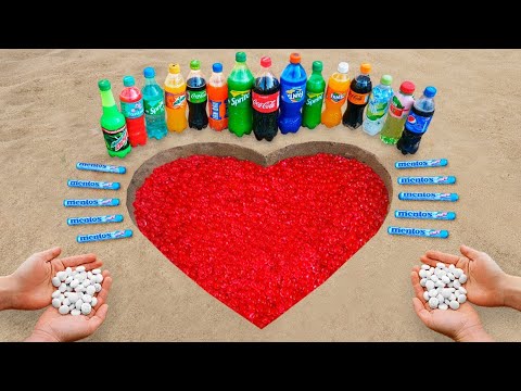 HEART logo in the hole with orbeez, Coca Cola, Mentos, and Popular Sodas❤️
