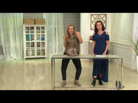 Earthies Suede Peep-toe Block Heel Booties - Santo on QVC