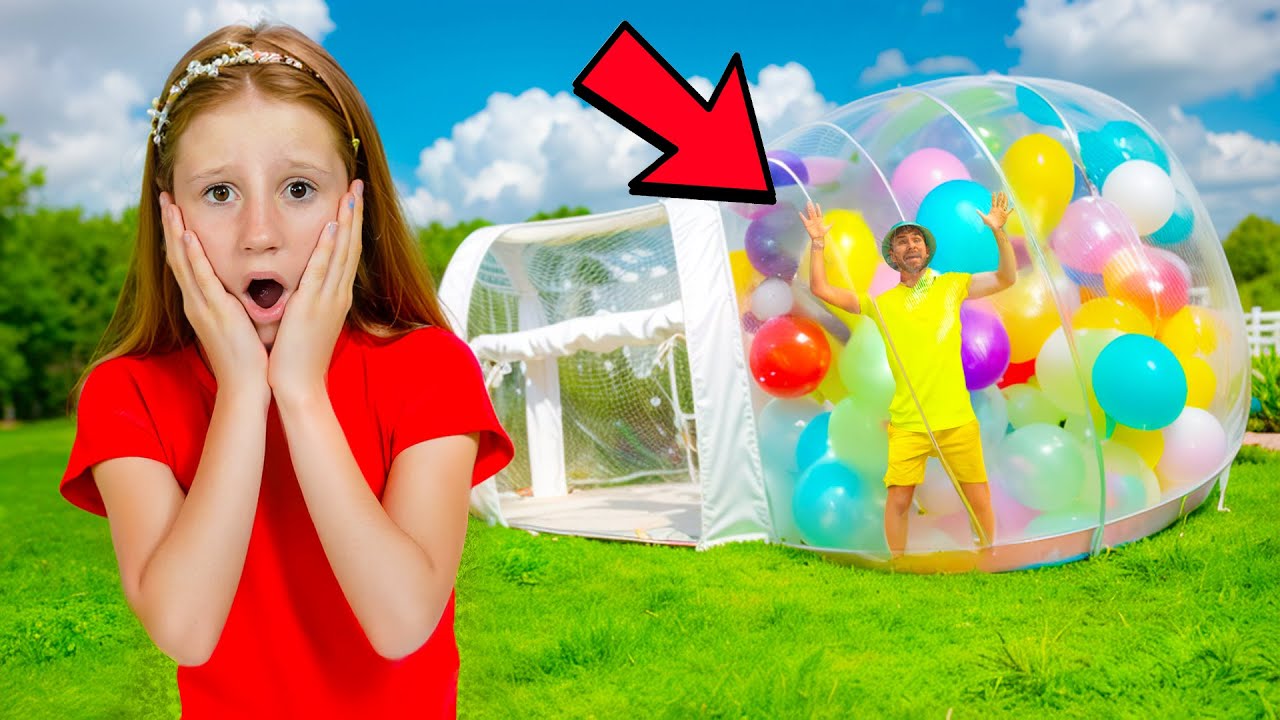 Nastya and fun kid's stories at the balloon park