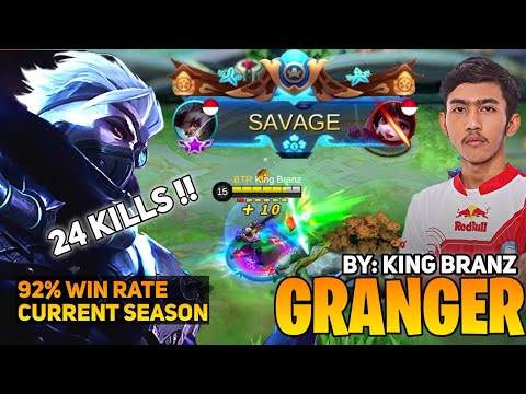 SAVAGE! 24 Kill Granger No Mercy [ Former Top 1 Global Granger ] By King Branz - Mobile Legends