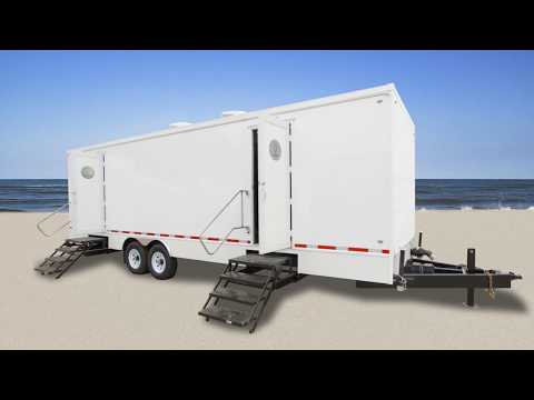 9 Station Portable Restroom Trailer | Calypso Series - Convertible Floor Plan Walk Through