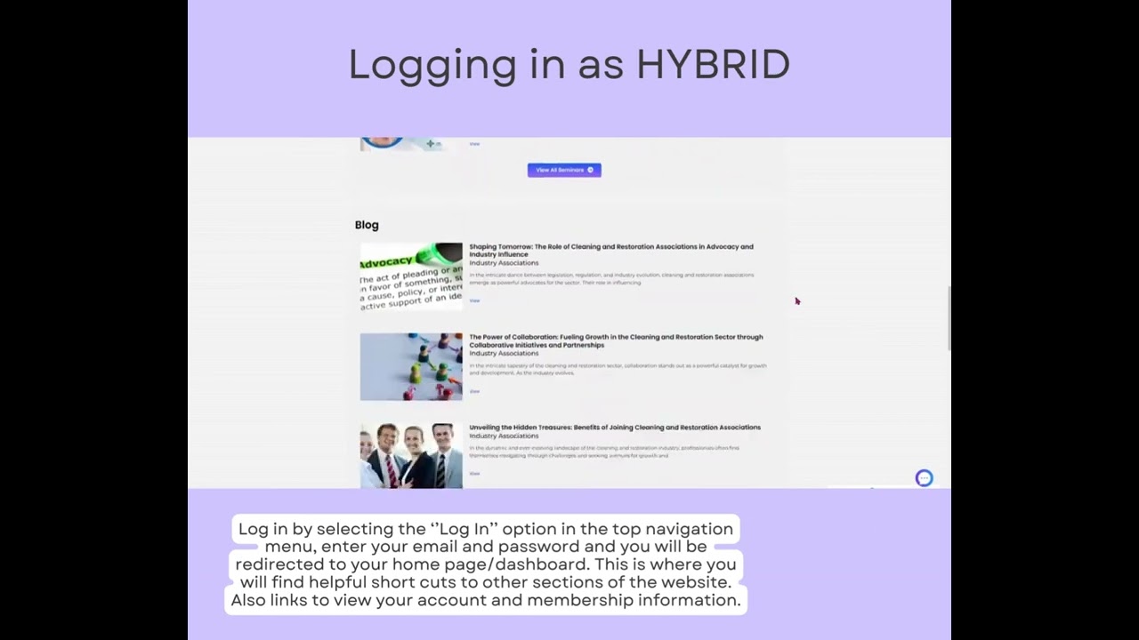 Hybrid - Logging in and Dashboard